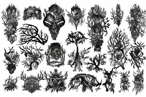 full color forest tattoo idea