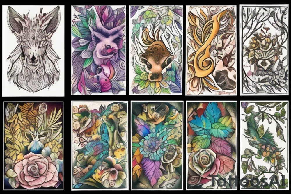 full color forest tattoo idea