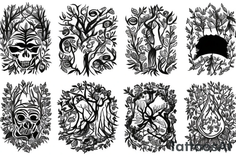 full color forest tattoo idea