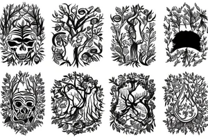 full color forest tattoo idea