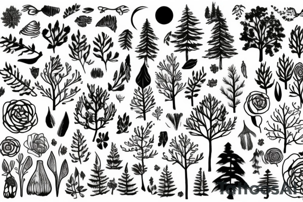 full color forest tattoo idea