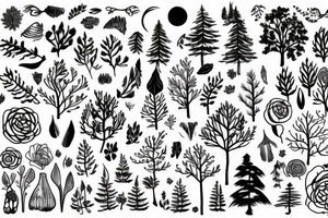 full color forest tattoo idea