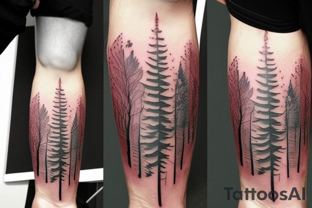 full color forest tattoo idea