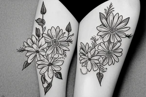 Robin and cardinal with daisies tattoo idea