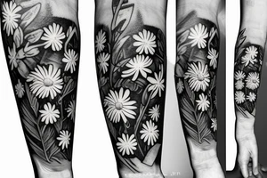Robin and cardinal with daisies tattoo idea