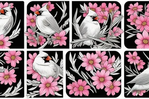 Cardinal and Robin with daisies tattoo idea