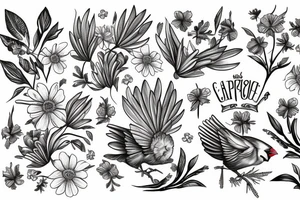Cardinal and Robin with daisies tattoo idea