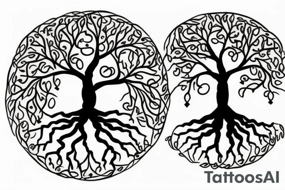 Tree of Life: A tree with six branches or roots, each representing one of your children. You can include their names or initials on the branches or leaves. tattoo idea