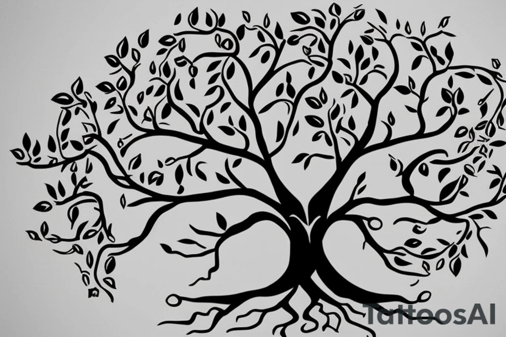 Tree of Life: A tree with six branches or roots, each representing one of your children. You can include their names or initials on the branches or leaves. tattoo idea