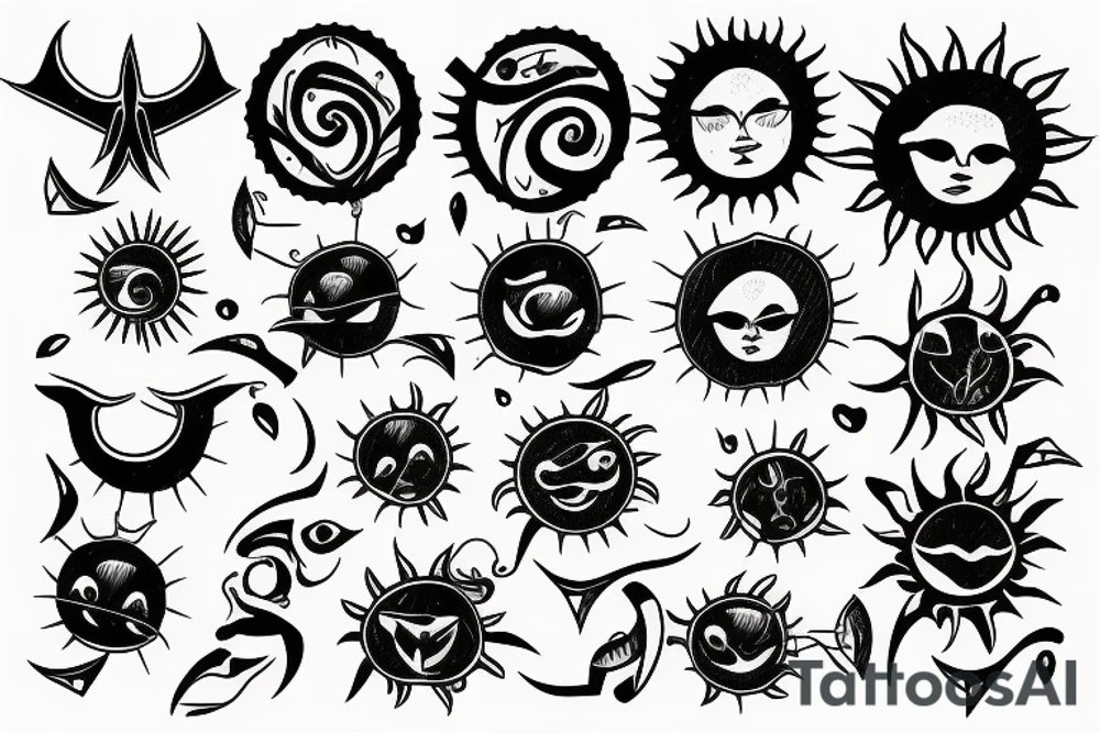 Sun with rays tattoo idea