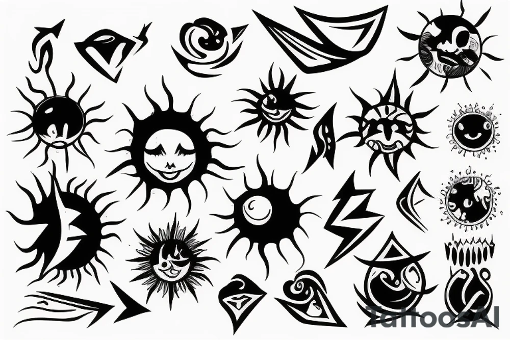 Sun with rays tattoo idea