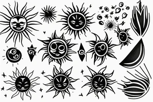 Simple sun with rays tattoo idea