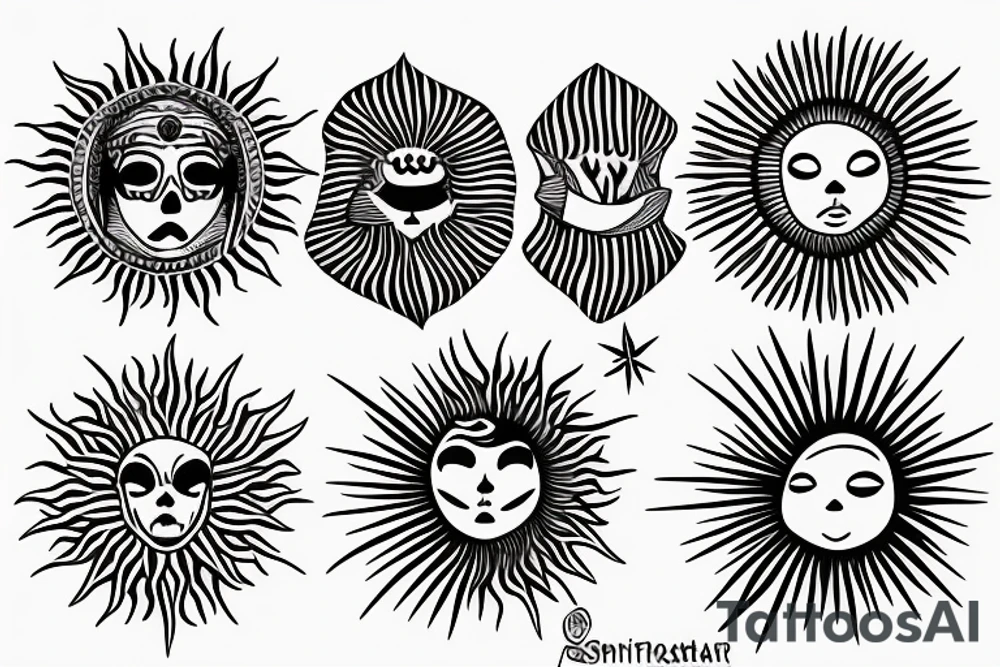 Simple sun with rays tattoo idea