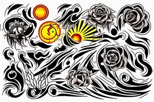 Sunrise with light rays tattoo idea
