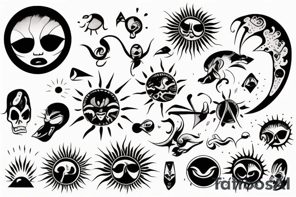 Sun with rays tattoo idea