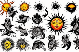 Sun with rays tattoo idea