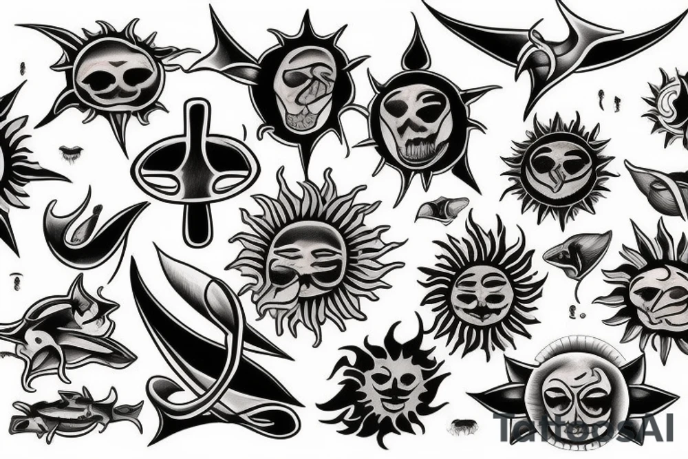 Sun with rays tattoo idea