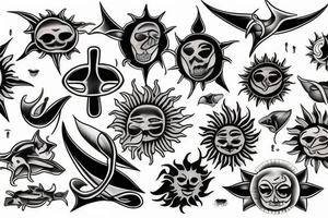 Sun with rays tattoo idea