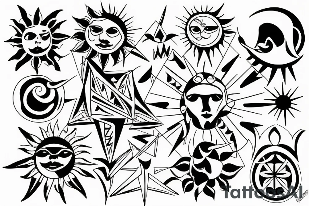 Sun with rays tattoo idea