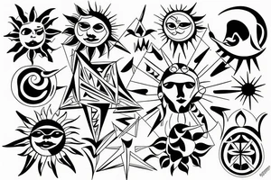 Sun with rays tattoo idea