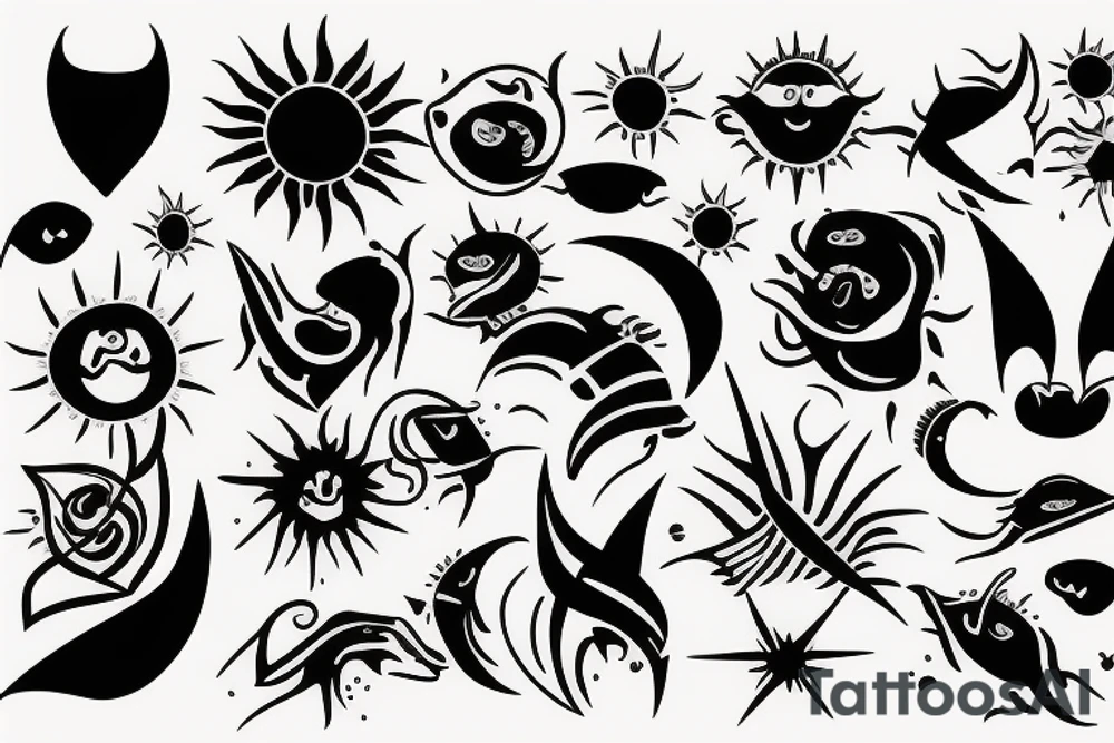 Sun with rays tattoo idea