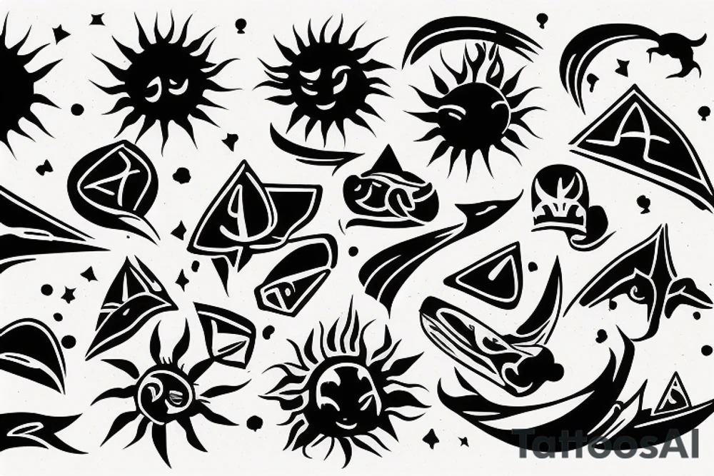 Sun with rays tattoo idea