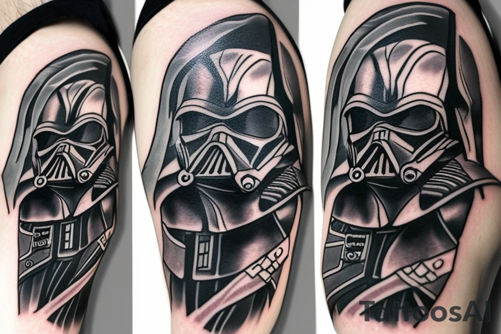 Link from the Legend of Zelda dressed up like Darth Vader tattoo idea