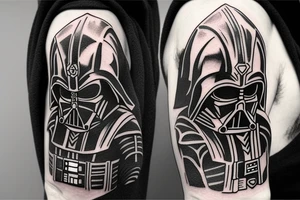 Link from the Legend of Zelda dressed up like Darth Vader tattoo idea