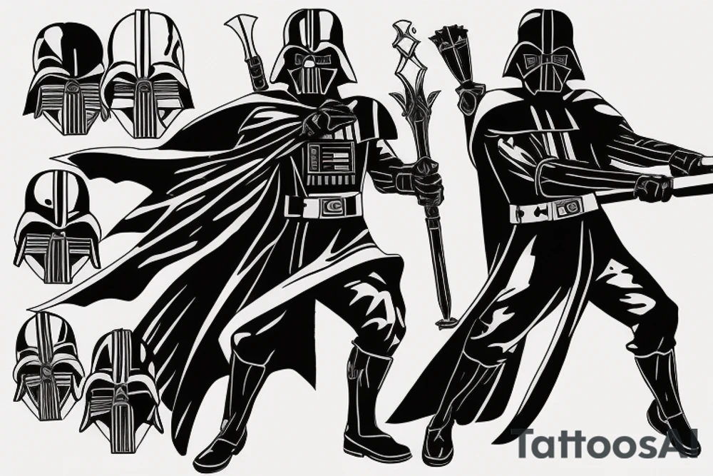 Link from the Legend of Zelda dressed up like Darth Vader tattoo idea