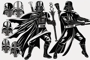 Link from the Legend of Zelda dressed up like Darth Vader tattoo idea