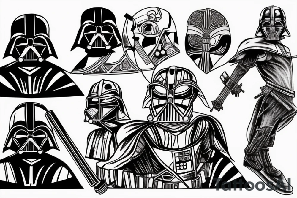 Link from the Legend of Zelda dressed up like Darth Vader tattoo idea