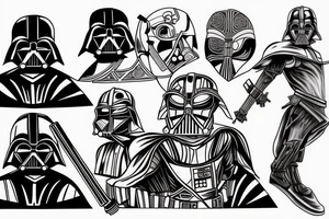 Link from the Legend of Zelda dressed up like Darth Vader tattoo idea
