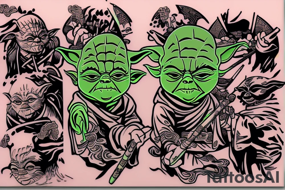 Yoda as a samurai tattoo idea