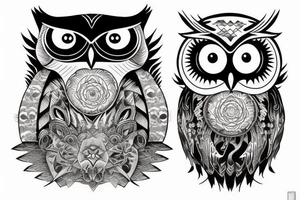 Black owl, spiritual, tattoo idea