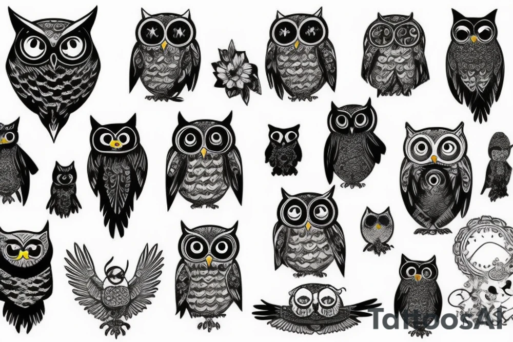 Black owl, spiritual, tattoo idea