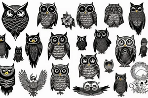 Black owl, spiritual, tattoo idea