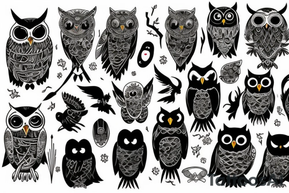 Black owl, Spiritual, tattoo idea
