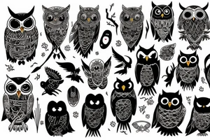 Black owl, Spiritual, tattoo idea