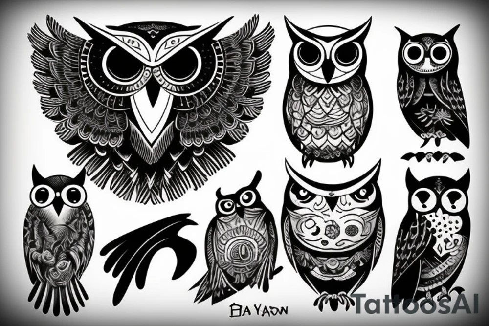 Black owl, Spiritual, tattoo idea