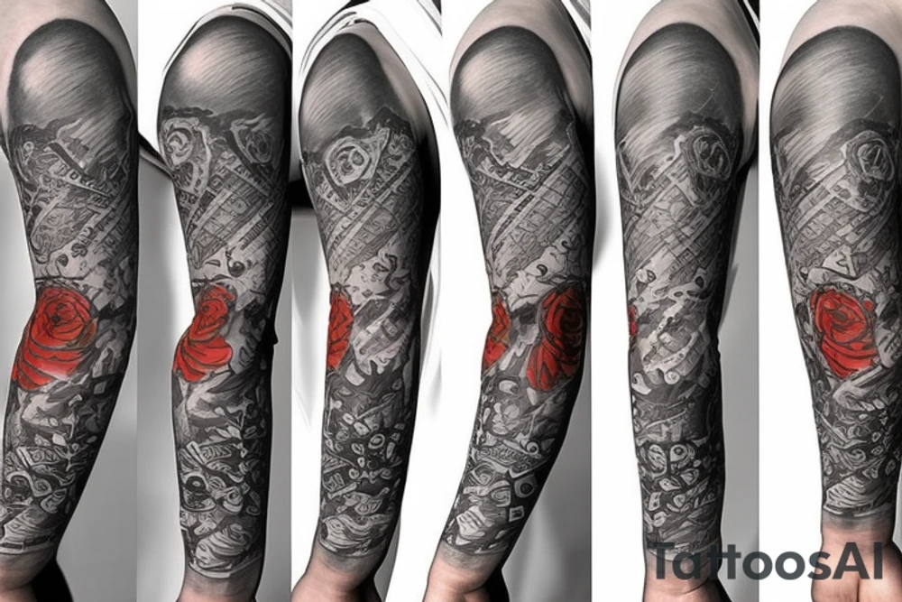 Trash polka sleeve tattoo idea
