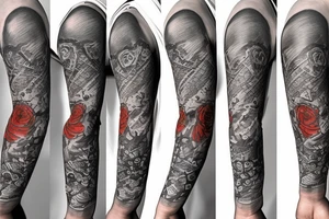 Trash polka sleeve tattoo idea