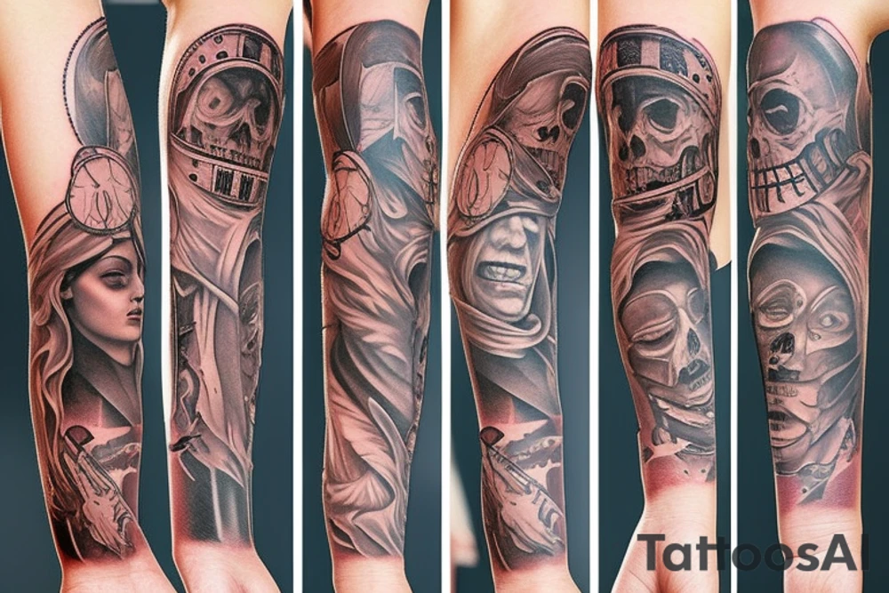 Trash polka sleeve tattoo idea