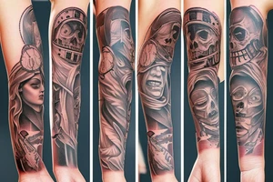 Trash polka sleeve tattoo idea