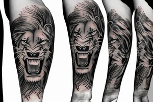 Trash polka sleeve, lion tattoo idea