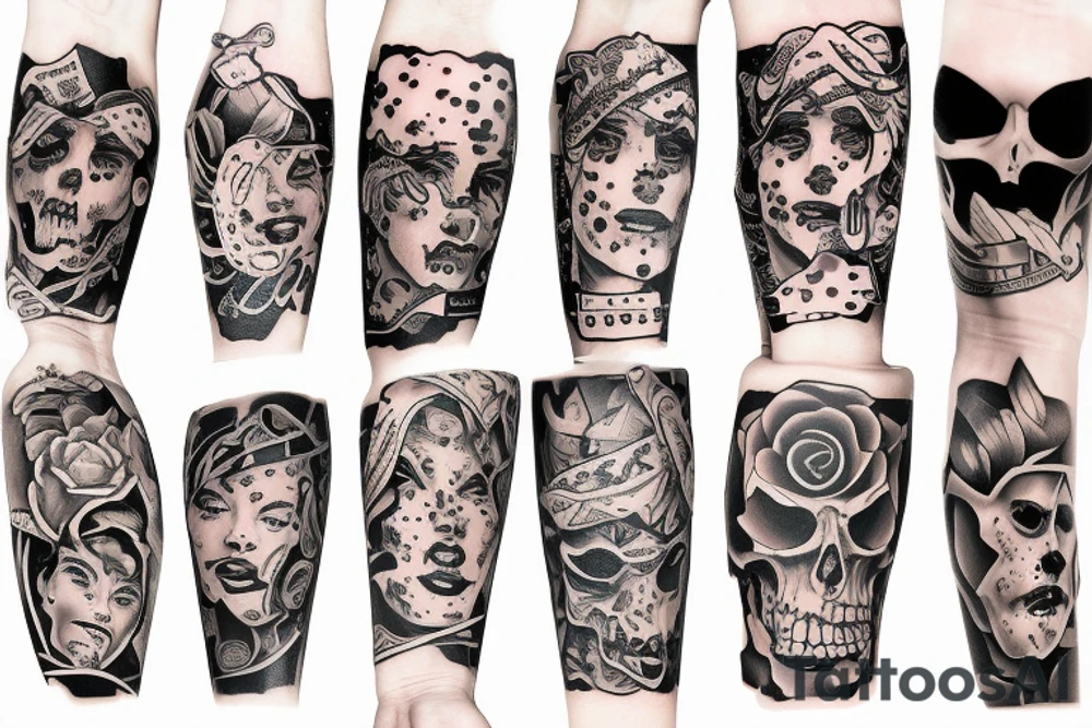 Trash polka sleeve, tattoo idea