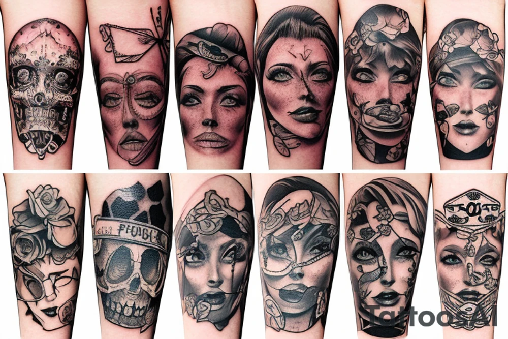 Trash polka sleeve tattoo idea