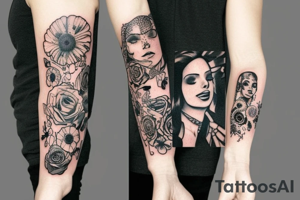 Trash polka sleeve tattoo idea