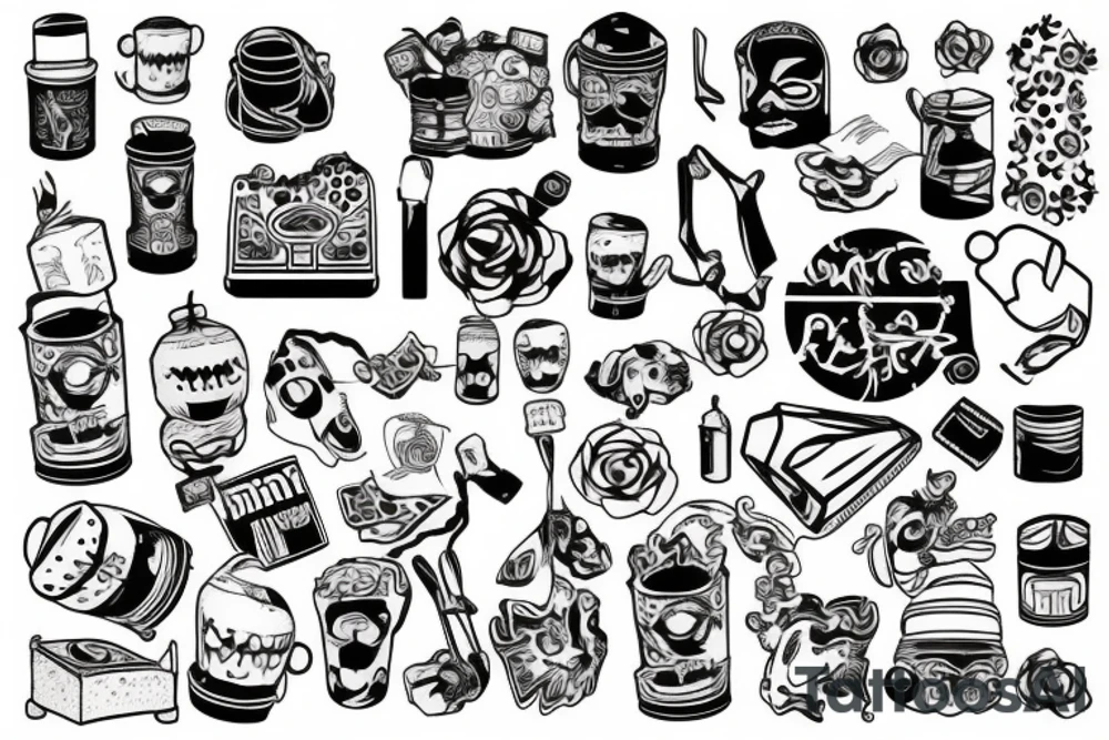 Trash polka sleeve tattoo idea