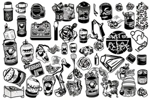 Trash polka sleeve tattoo idea