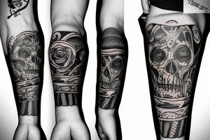 Trash polka sleeve tattoo idea